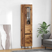 Highboard 34.5x34x180 cm bewerkt hout oud hout