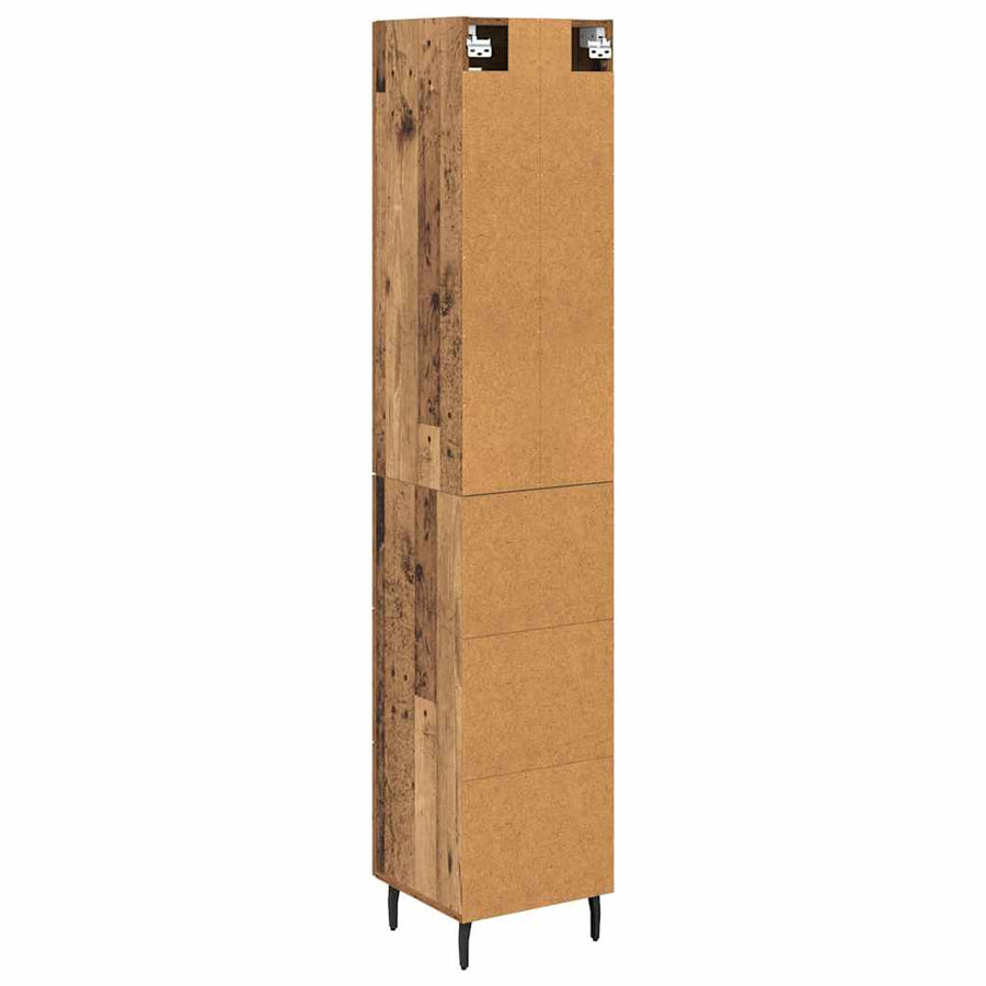 Highboard met lade Oud Hout 34,5 x 34 x 180 cm Bewerkt hout