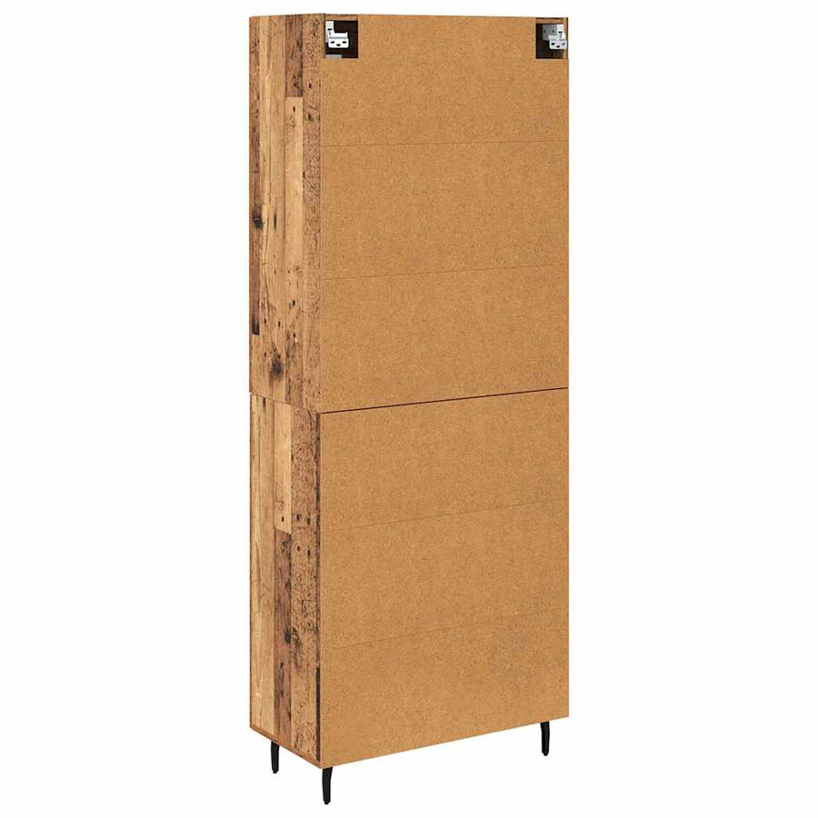Hoge kast 2 pcs Oud Hout Geengineerd Hout en Glas