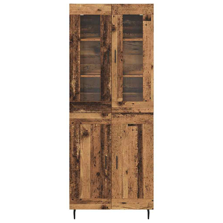 Hoge kast 2 pcs Oud Hout Geengineerd Hout en Glas