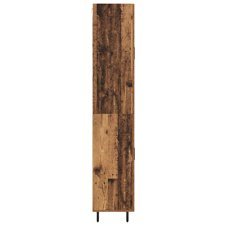 Hoge kast 2 pcs Oud Hout Geengineerd Hout en Glas