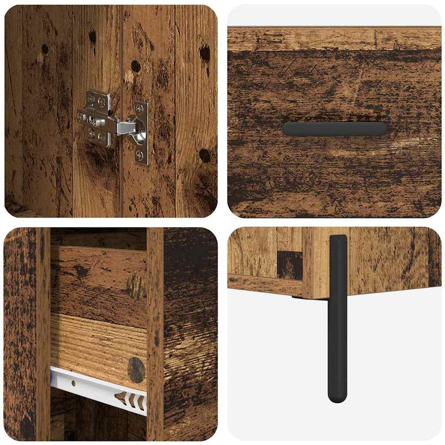 Highboard met lade Oud Hout 34,5 x 34 x 180 cm Bewerkt hout