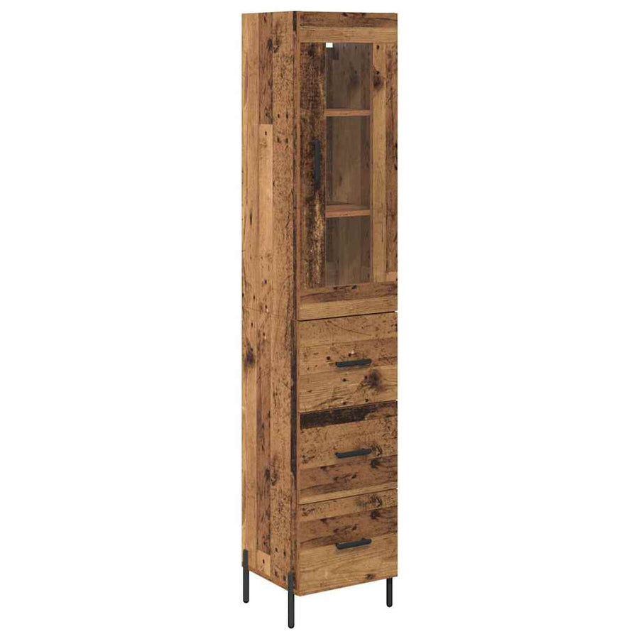 Highboard met lade Oud Hout 34,5 x 34 x 180 cm Bewerkt hout