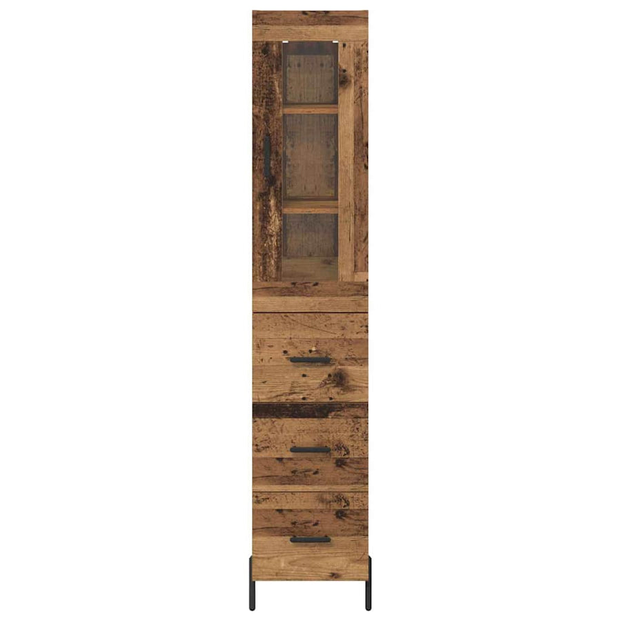 Highboard met lade Oud Hout 34,5 x 34 x 180 cm Bewerkt hout