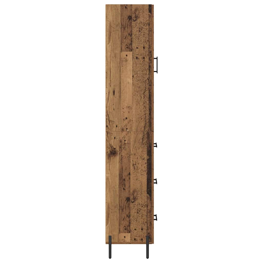 Highboard met lade Oud Hout 34,5 x 34 x 180 cm Bewerkt hout