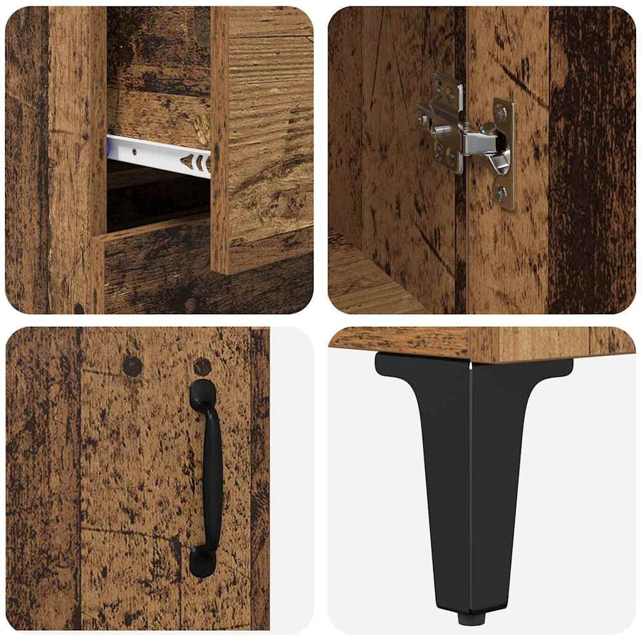 Highboard met lade Oud Hout 69,5 x 34 x 180 cm Bewerkt hout