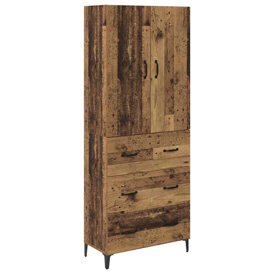 Highboard met lade Oud Hout 69,5 x 34 x 180 cm Bewerkt hout