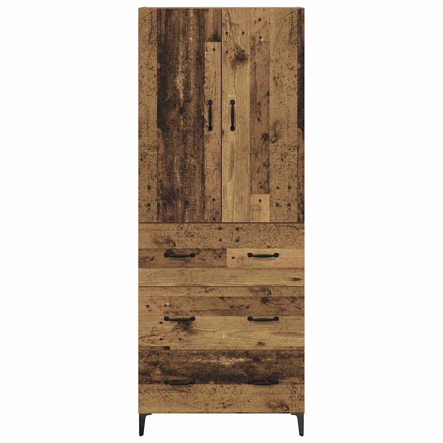 Highboard met lade Oud Hout 69,5 x 34 x 180 cm Bewerkt hout