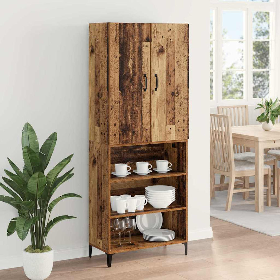 Highboard Oud Hout 69,5 x 34 x 180 cm Bewerkt hout