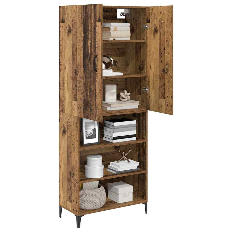 Highboard Oud Hout 69,5 x 34 x 180 cm Bewerkt hout