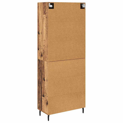 Hoge kast met lade 2 pcs Oud Hout Geengineerd Hout en Glas