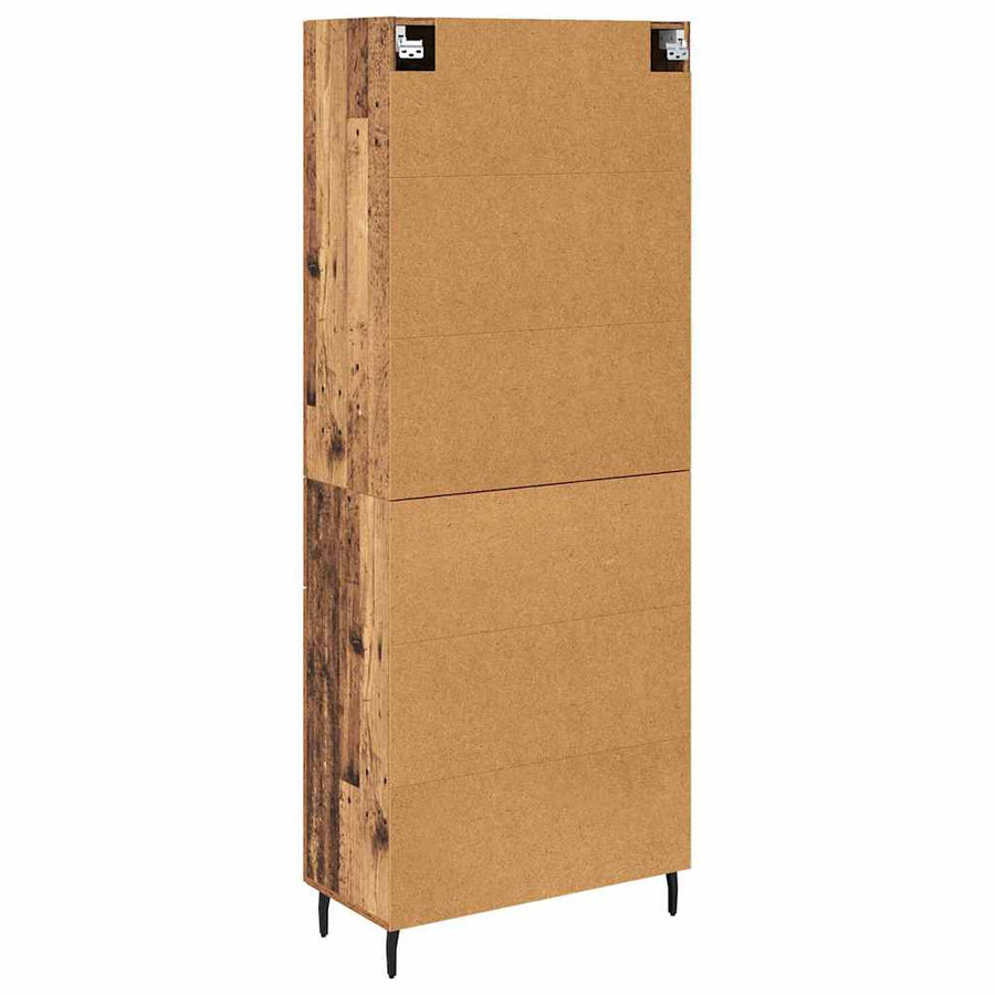 Hoge kast met lade 2 pcs Oud Hout Geengineerd Hout en Glas