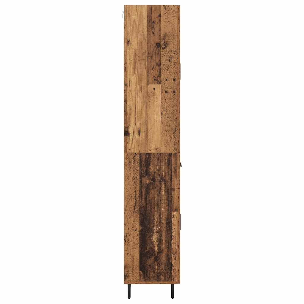 Hoge kast met lade 2 pcs Oud Hout Geengineerd Hout en Glas
