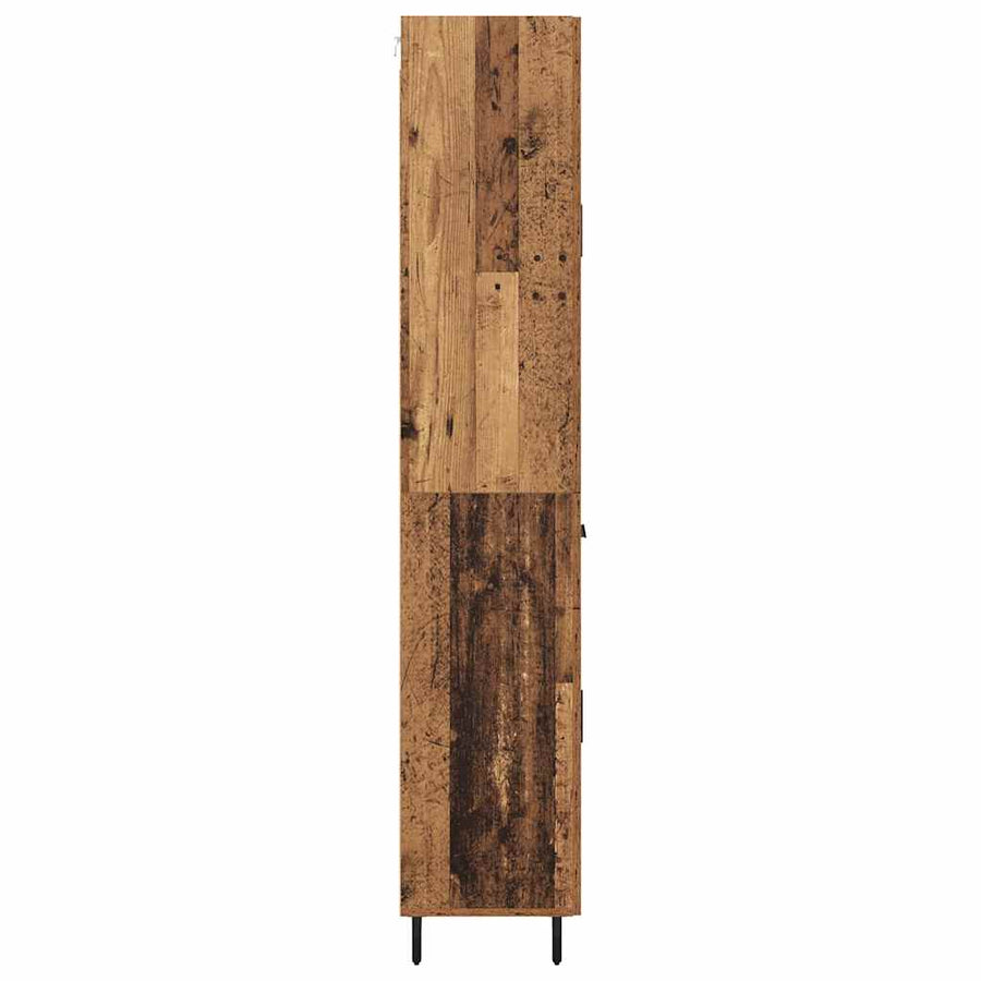 Hoge kast met lade 2 pcs Oud Hout Geengineerd Hout en Glas