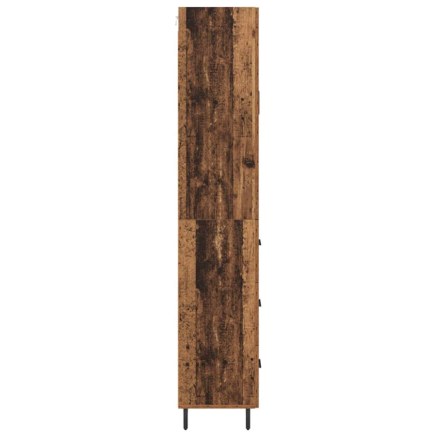 Hoge kast met lade 2 pcs Oud Hout Geengineerd Hout en Glas