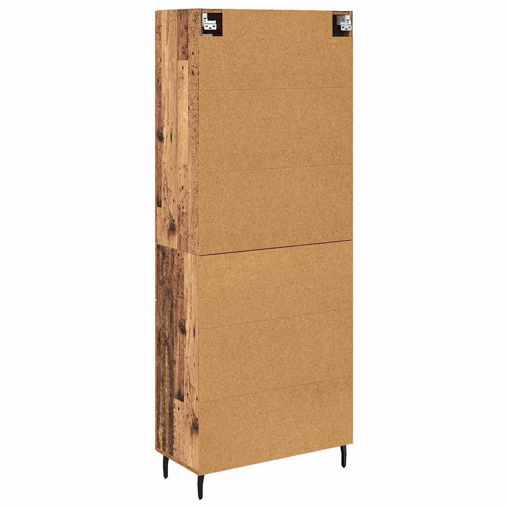 Hoge kast met lade 2 pcs Oud Hout Geengineerd Hout en Glas