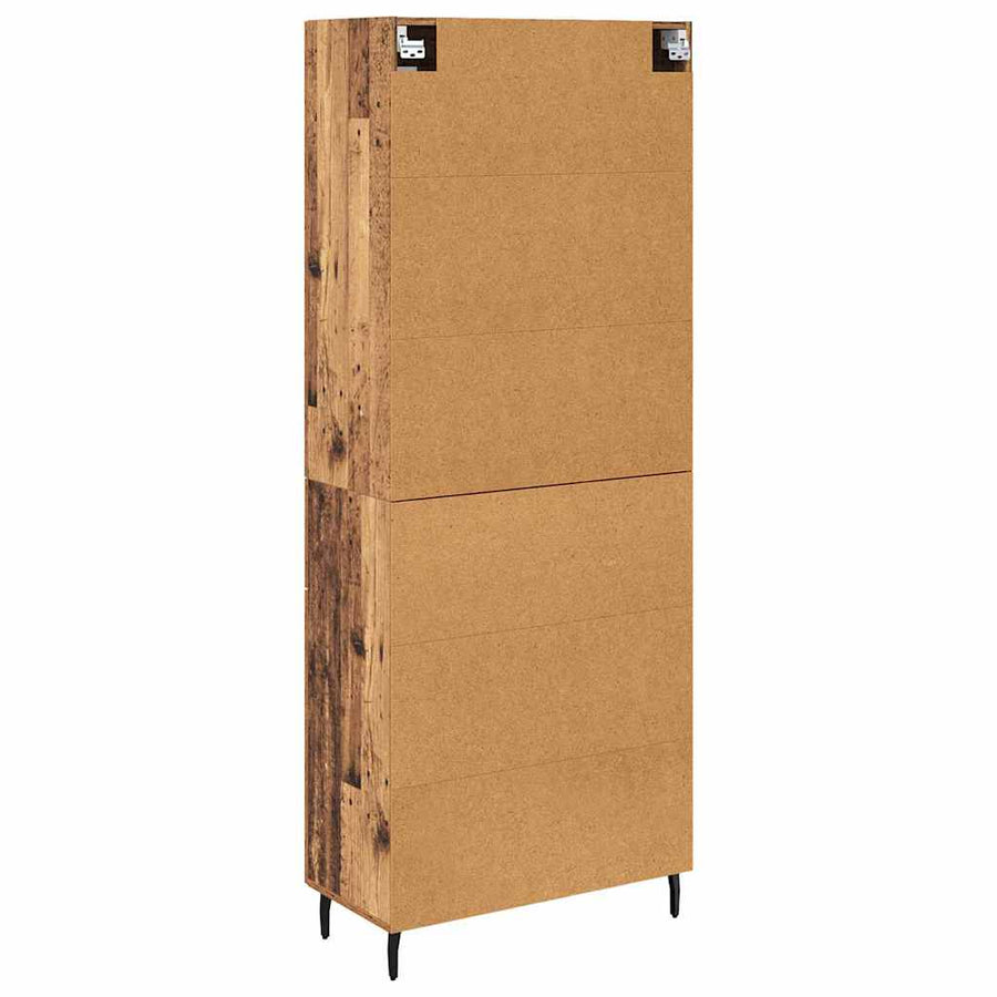 Hoge kast met lade 2 pcs Oud Hout Geengineerd Hout en Glas