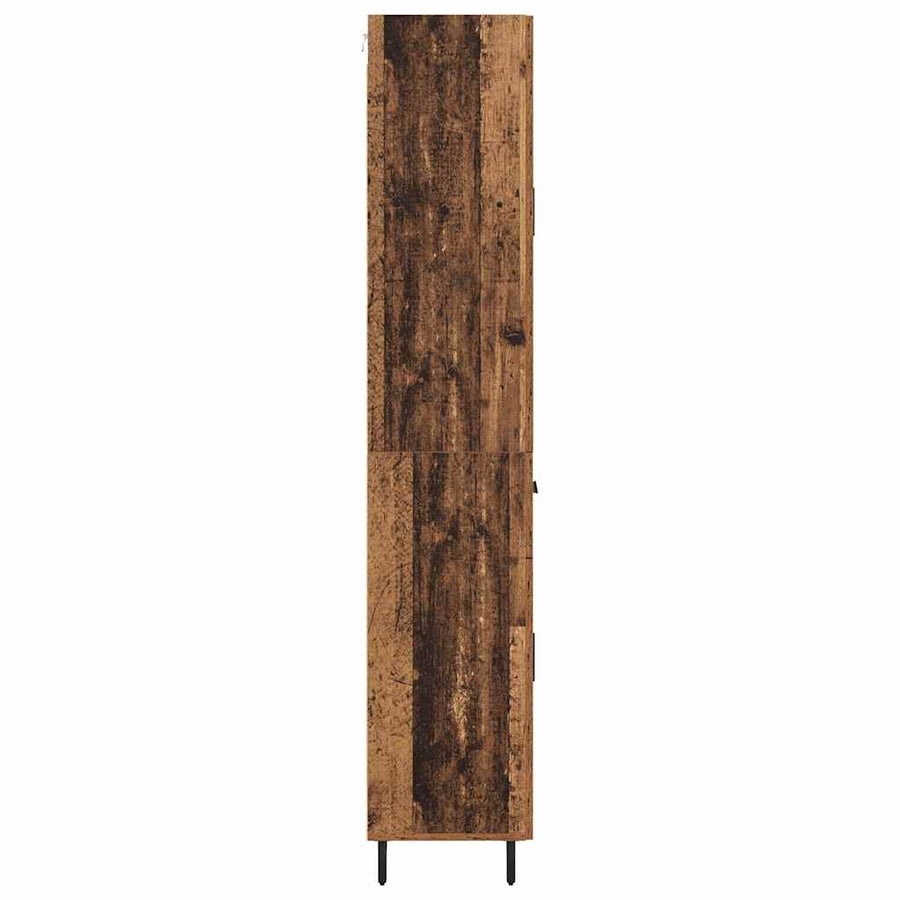 Hoge kast met lade 2 pcs Oud Hout Geengineerd Hout en Glas
