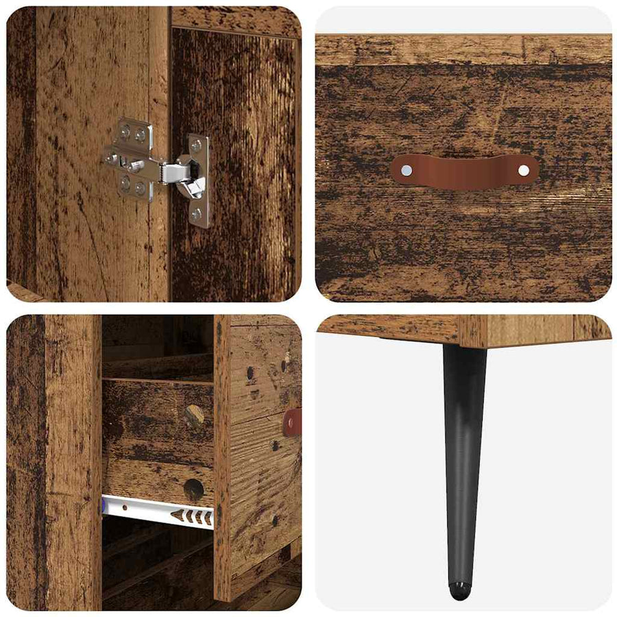 Highboard met lade Oud Hout 69,5 x 34 x 180 cm Bewerkt hout