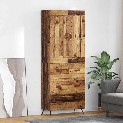 Highboard met lade Oud Hout 69,5 x 34 x 180 cm Bewerkt hout
