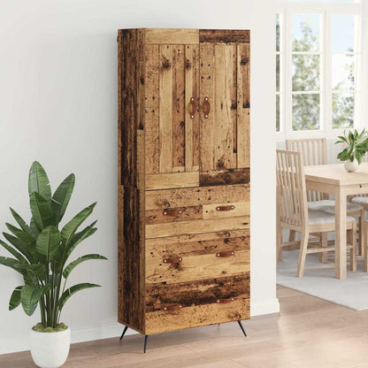 Highboard met lade Oud Hout 69,5 x 34 x 180 cm Bewerkt hout