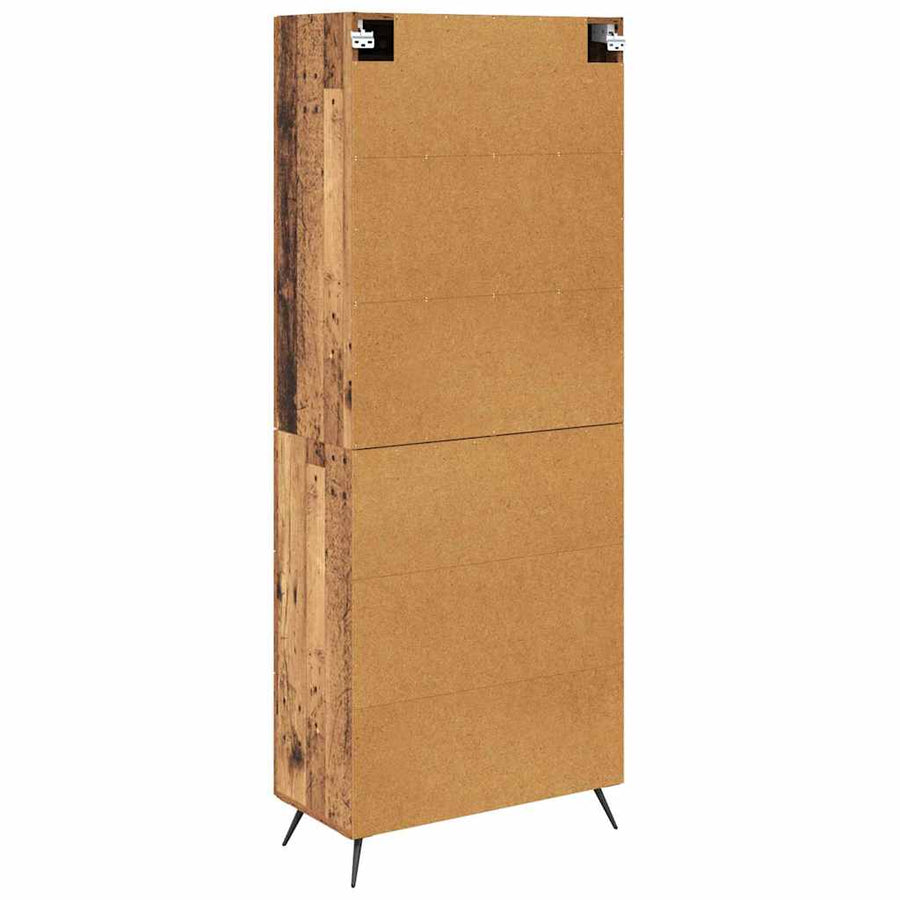 Highboard met lade Oud Hout 69,5 x 34 x 180 cm Bewerkt hout
