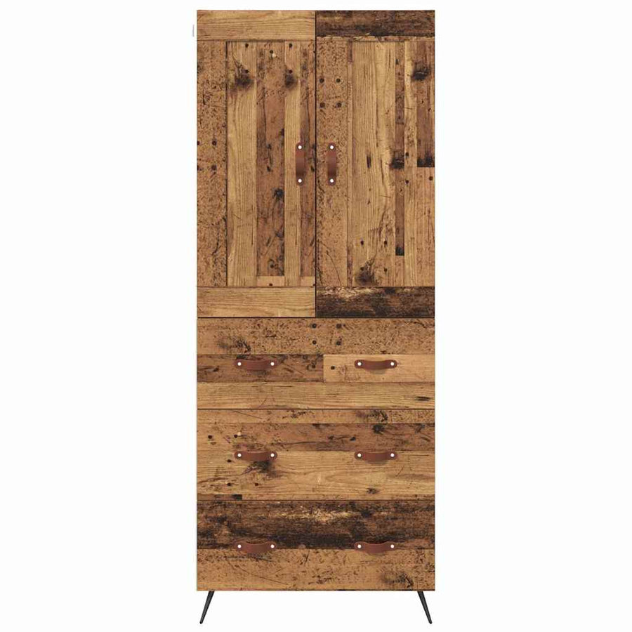 Highboard met lade Oud Hout 69,5 x 34 x 180 cm Bewerkt hout