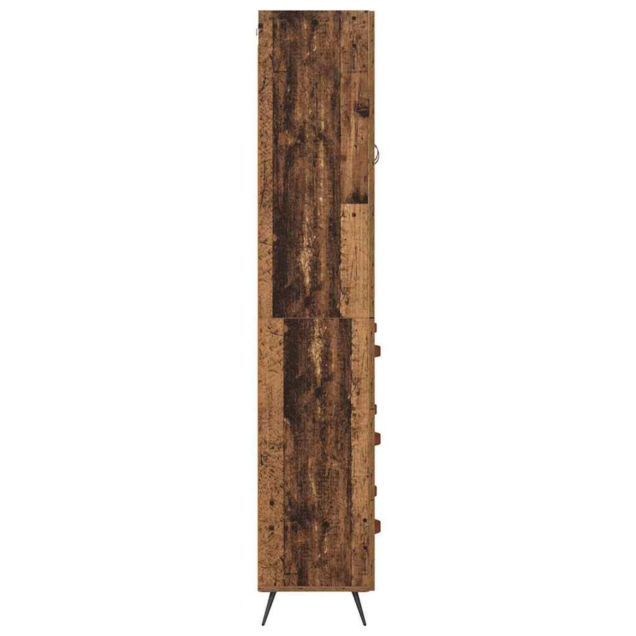 Highboard met lade Oud Hout 69,5 x 34 x 180 cm Bewerkt hout