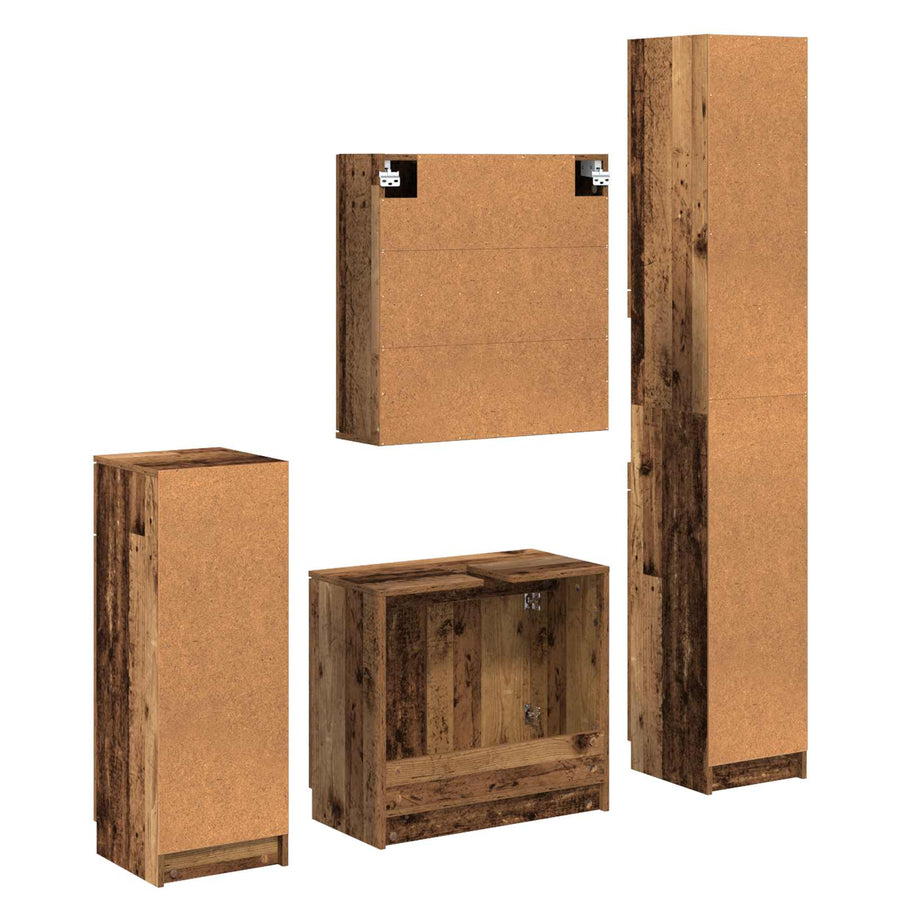 Badkamermeubelset met lade met plank 4 pcs Oudhout Bewerkt hout