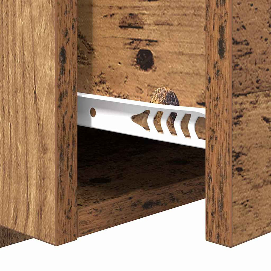 Hoofdbord Met Kast met lade 3 pcs Oud Hout Bewerkt hout