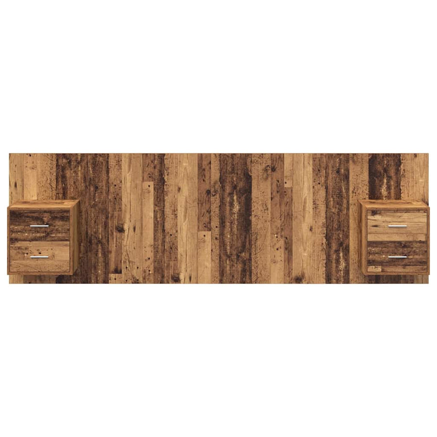 Hoofdbord Met Kast met lade 3 pcs Oud Hout Bewerkt hout