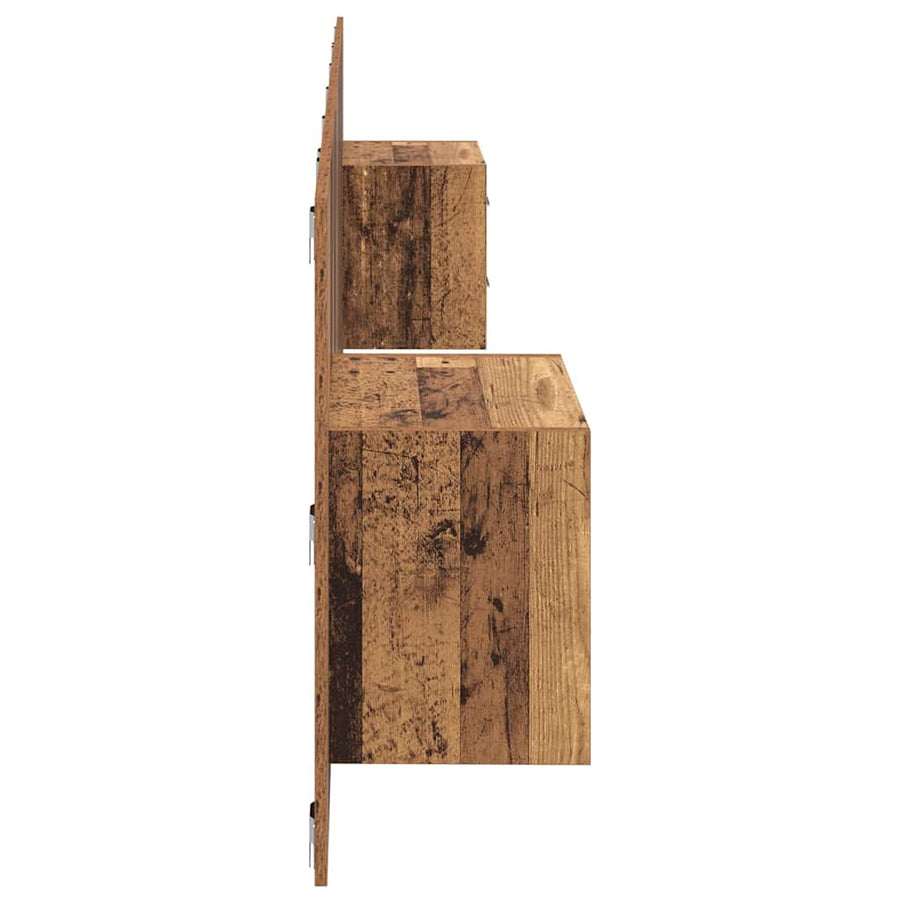 Hoofdbord Met Kast met lade 3 pcs Oud Hout Bewerkt hout