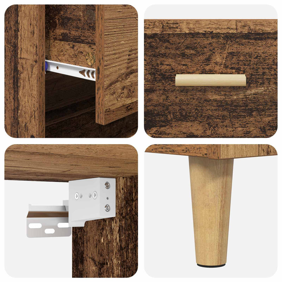 Hoge kast met lade Oud Hout 69,5 x 32,5 x 180 cm Bewerkt hout