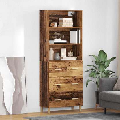 Hoge kast met lade Oud Hout 69,5 x 32,5 x 180 cm Bewerkt hout