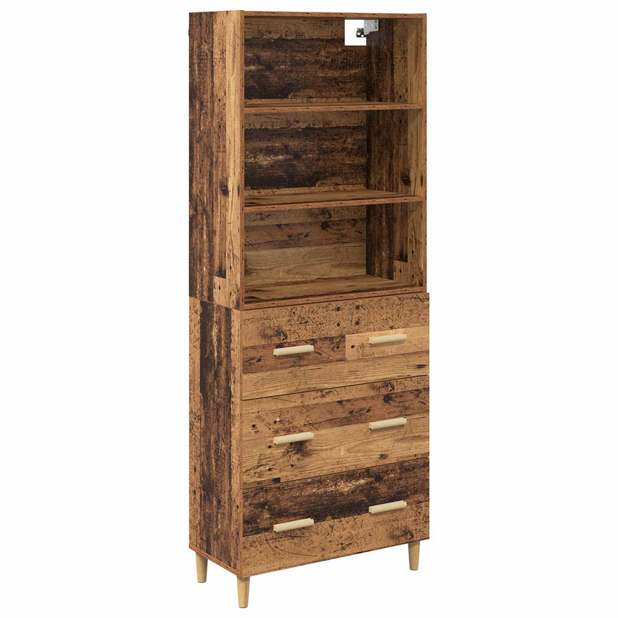 Hoge kast met lade Oud Hout 69,5 x 32,5 x 180 cm Bewerkt hout
