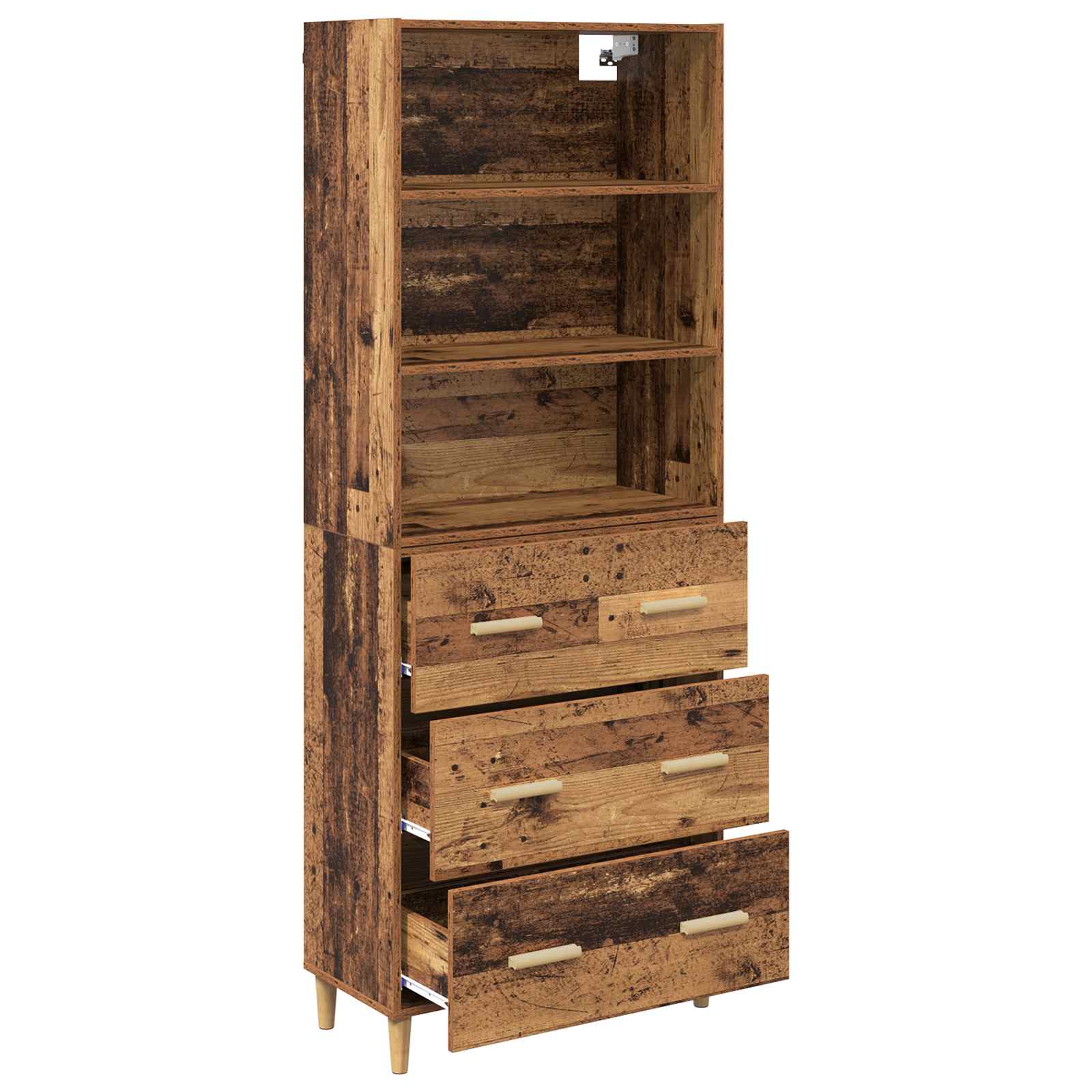 Hoge kast met lade Oud Hout 69,5 x 32,5 x 180 cm Bewerkt hout