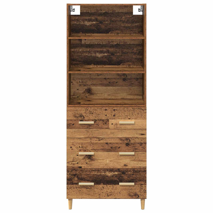 Hoge kast met lade Oud Hout 69,5 x 32,5 x 180 cm Bewerkt hout