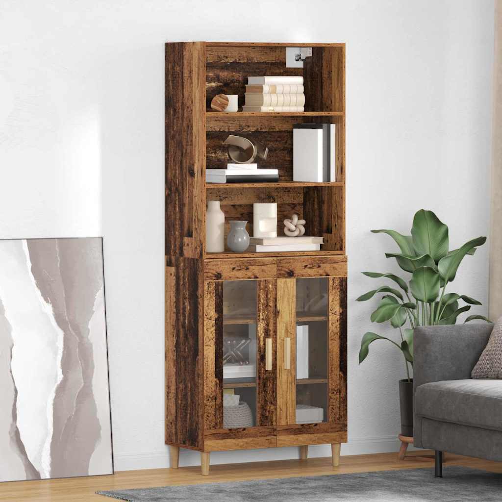 Hoge kast Oud Hout 69,5 x 32,5 x 180 cm Bewerkt hout