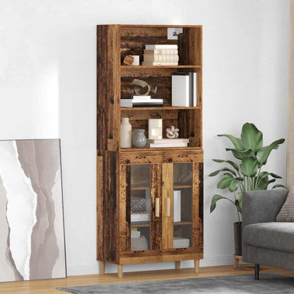 Hoge kast Oud Hout 69,5 x 32,5 x 180 cm Bewerkt hout