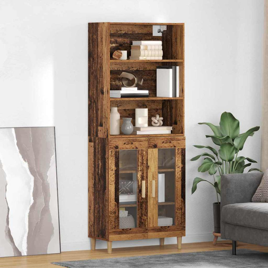 Hoge kast Oud Hout 69,5 x 32,5 x 180 cm Bewerkt hout