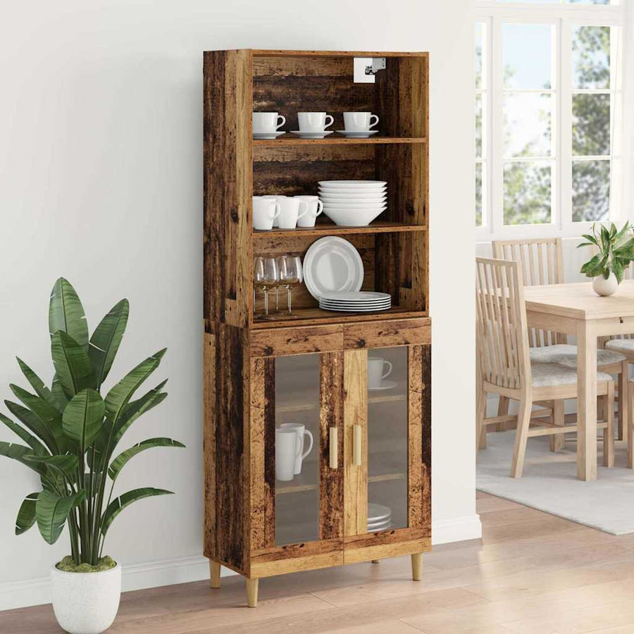Hoge kast Oud Hout 69,5 x 32,5 x 180 cm Bewerkt hout