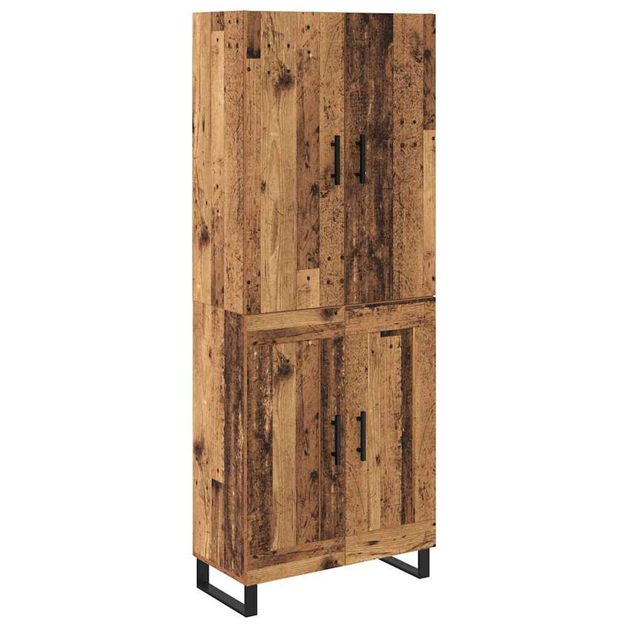 Hoge kast 2 pcs Oud Hout Geengineerd Hout en Glas