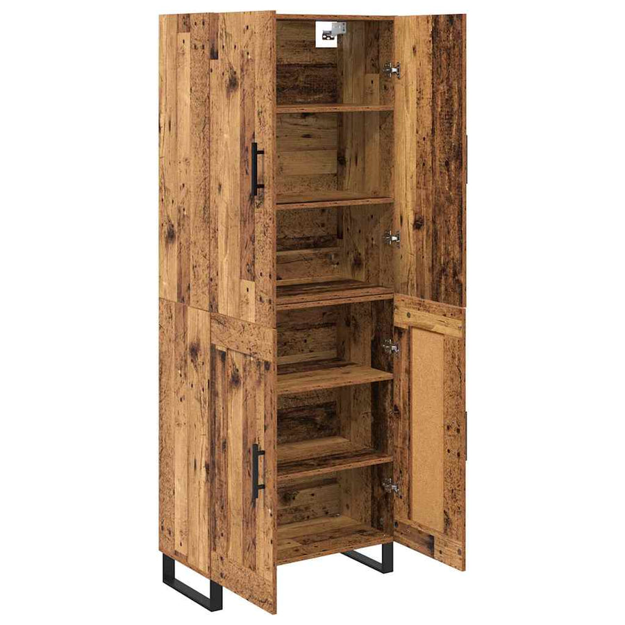 Hoge kast 2 pcs Oud Hout Geengineerd Hout en Glas