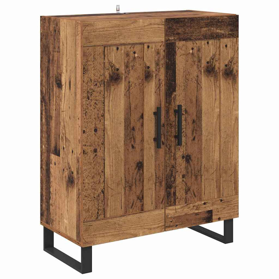 Hoge kast 2 pcs Oud Hout Geengineerd Hout en Glas