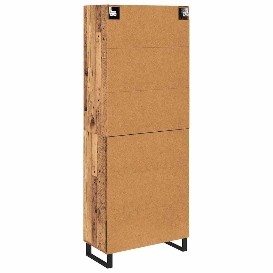Hoge kast 2 pcs Oud Hout Geengineerd Hout en Glas