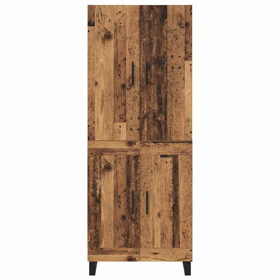 Hoge kast 2 pcs Oud Hout Geengineerd Hout en Glas