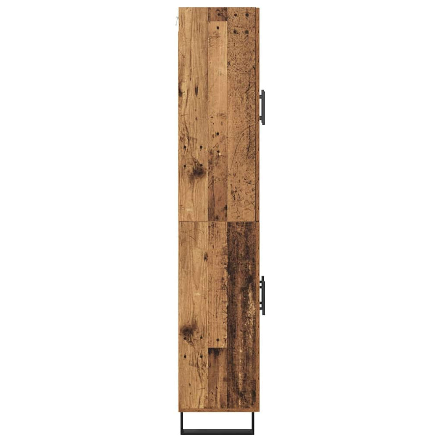 Hoge kast 2 pcs Oud Hout Geengineerd Hout en Glas