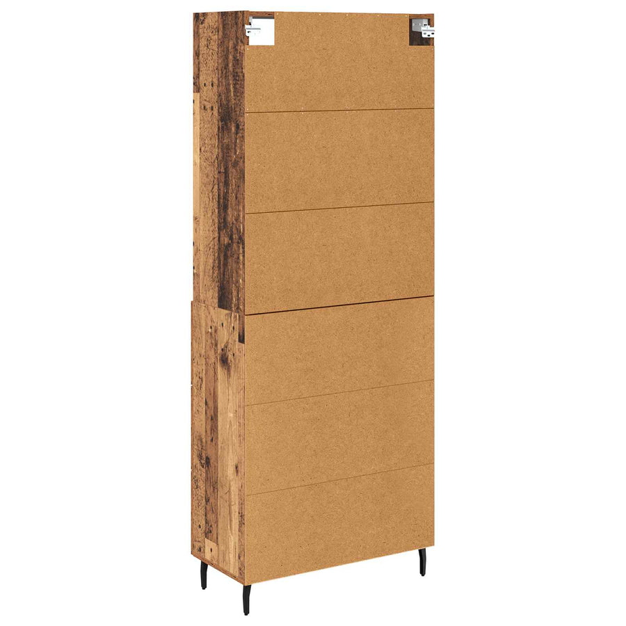 Highboard met lade 2 pcs Oud Hout Geengineerd Hout en Glas