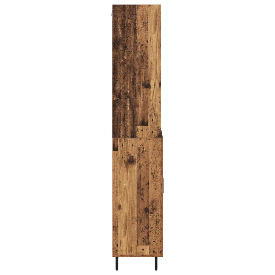 Highboard met lade 2 pcs Oud Hout Geengineerd Hout en Glas
