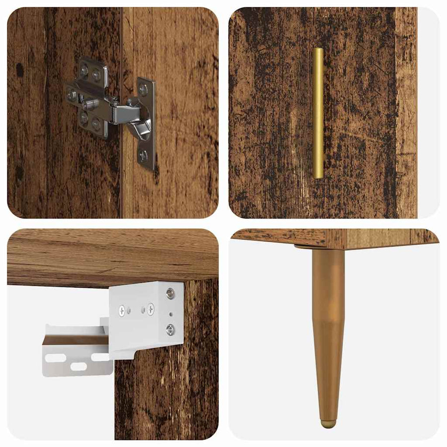 Hoge kast 2 pcs Oudhout 69,5 x 34 x 180 cm Bewerkt hout